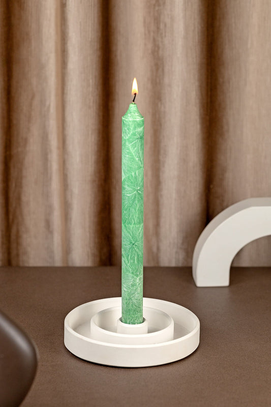 Kvepiančios stalo žvakės „Romanė” žalios spalvos - obuolių kvapo (6 vnt.)