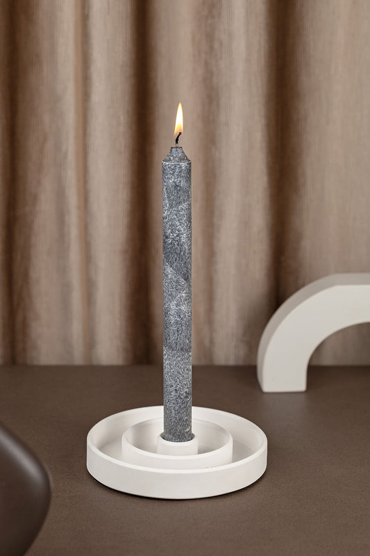 Kvepiančios stalo žvakės „Romanė” grafito spalvos - cinamono kvapo (6 vnt.)