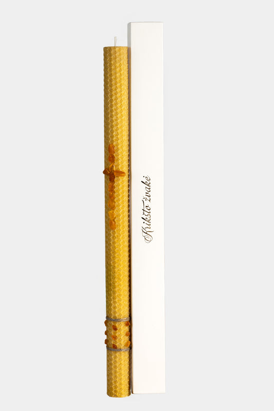 Krikšto žvakė su gintaru ir linu