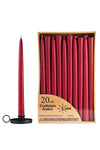 Tradicinės stalo žvakės bordo spalvos (20 vnt. / 30 cm)