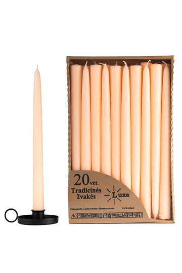Tradicinės stalo žvakės oranžinės spalvos (20 vnt. / 30 cm)