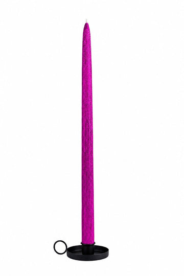 Tradicinės blizgios rožinės spalvos stalo žvakės (1 vnt. / 42 cm)