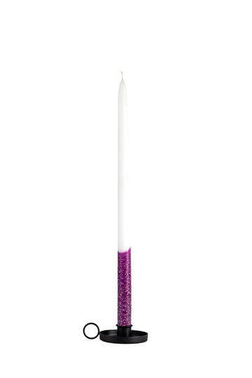 Tradicinė  žvakė dekoruota balta/violetinė 42 cm (100vnt.)