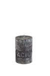 Cilindro formos kvepianti žvakė "Ačiū", grafito spalvos, cinamono kvapo.