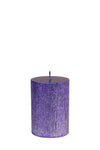 Cilindro formos žvakė su tekstūra, violetinės spalvos