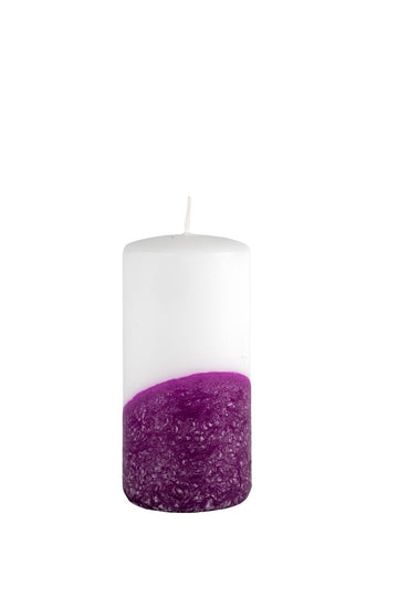 Cilindrinė žvakė balta/violetinė 70/150mm (22vnt.)