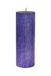 Cilindro formos žvakė su tekstūra, violetinės spalvos