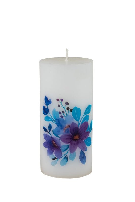 LED žvakė su gėlių ornamentais
