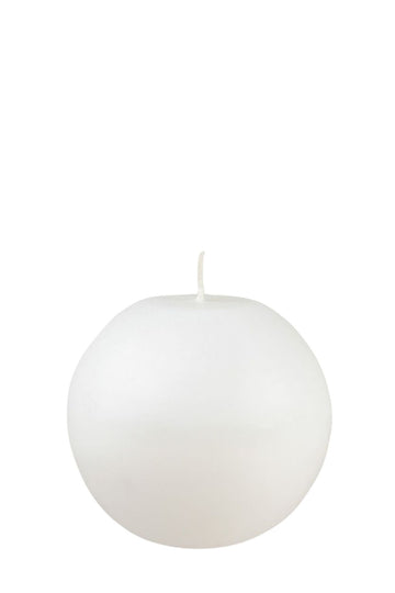 Balta žvakė rutulio formos 12 cm (5 vnt.)