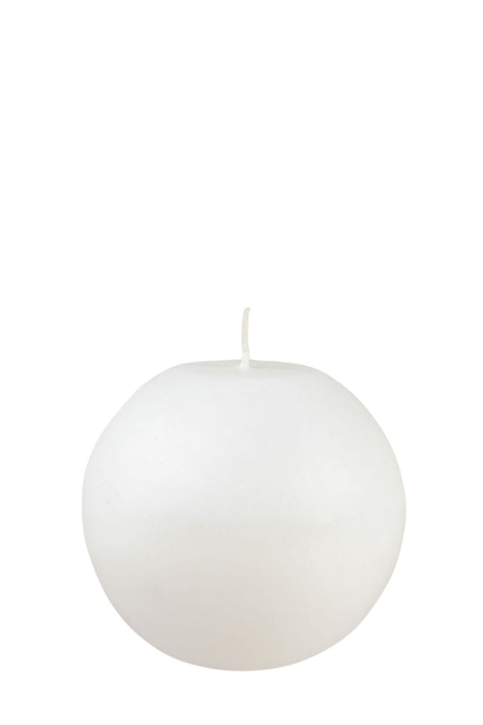 Balta žvakė rutulio formos 12 cm (5 vnt.)