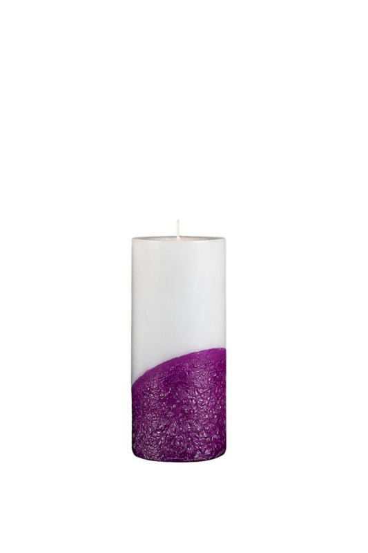 Cilindrinė žvakė balta/violetinė 70/150mm (22vnt.)