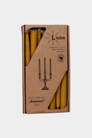 Tradicinės bičių vaško žvakės su ornamentu (7 vnt. / 24 cm)