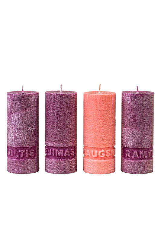 Advento rinkinys su ornamentu „Viltis, Tikėjimas, Džiaugsmas, Ramybė”