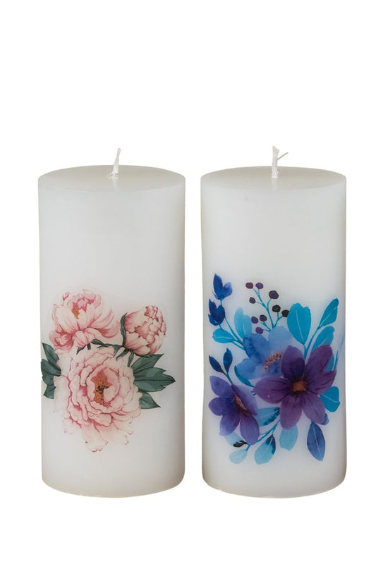 LED žvakė su gėlių ornamentais