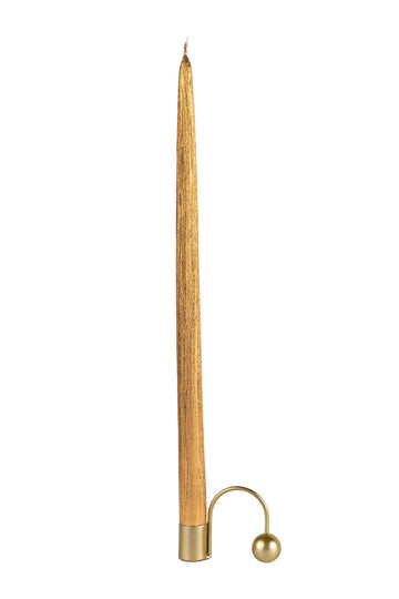 Tradicinės blizgios aukso spalvos stalo žvakės (1 vnt. / 42 cm)