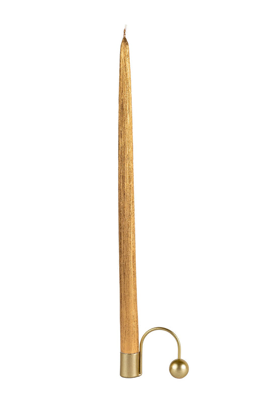 Tradicinės blizgios aukso spalvos stalo žvakės (1 vnt. / 42 cm)