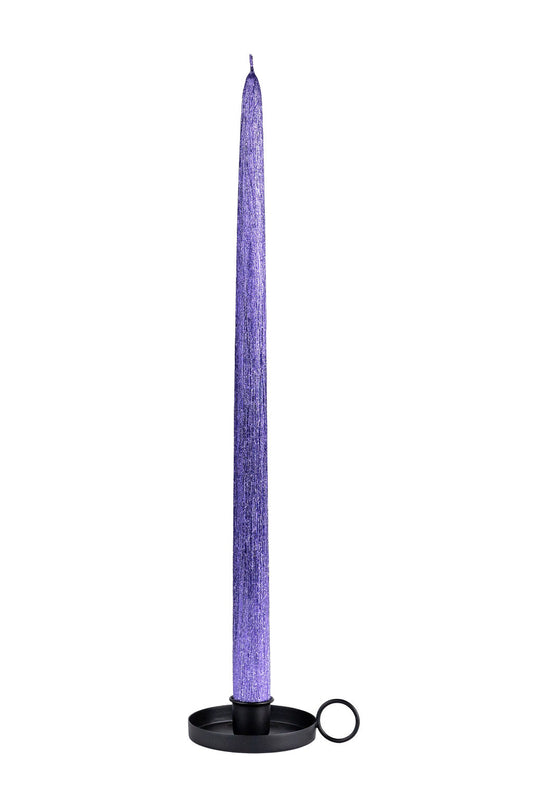 Tradicinės blizgios violetinės spalvos stalo žvakės (1 vnt. / 42 cm)