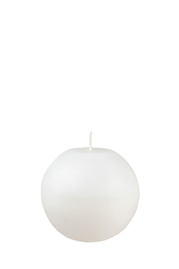 Balta žvakė rutulio formos 12 cm (5 vnt.)