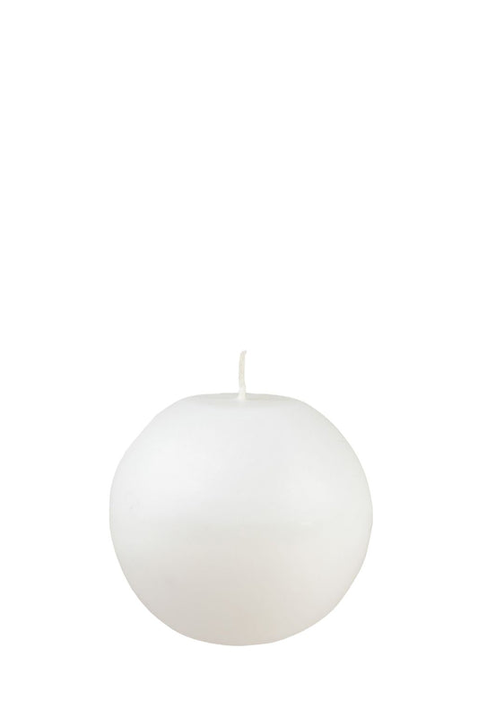 Balta žvakė rutulio formos 12 cm (5 vnt.)