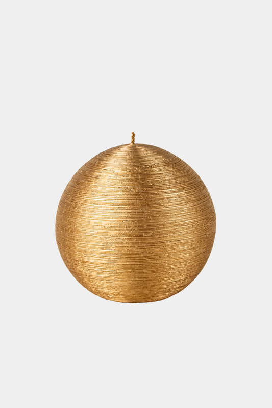 Rutulio formos žvakė su tekstūra, aukso spalvos