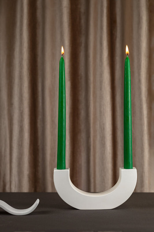 Tradicinės stalo žvakės žalios spalvos (20 vnt. / 30 cm)