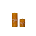 bičių vaško cilindro formos žvakė su korio ornamentu